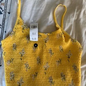 Hollister Yellow Floral Smocked Top